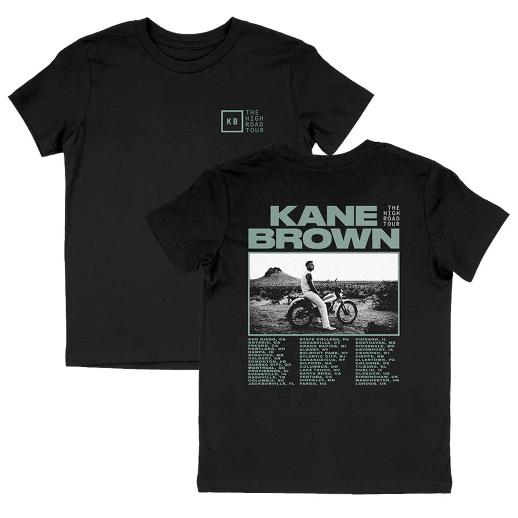 Kane Brown Merch Tour 2025 The High Road Youth Tour T-Shirt Black Present For Husband