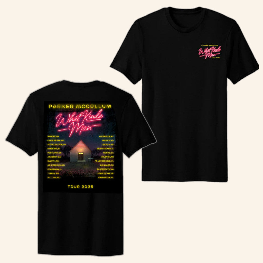 Parker McCollum Merch Tour 2025 What Kinda Man Black Tour T-Shirt Fans Gifts