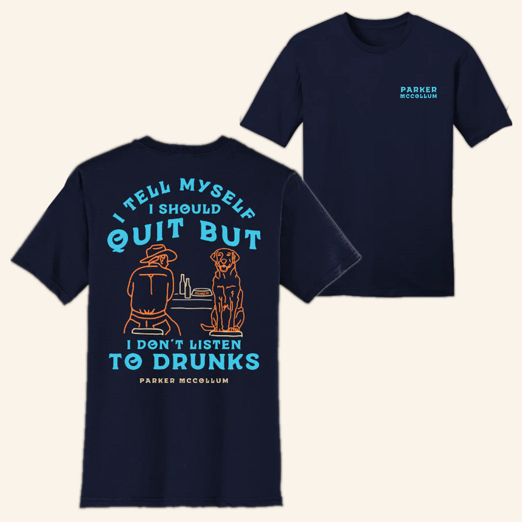 Parker McCollum Merch Tour 2025 Navy Don't Listen To Drunks T-Shirt Gift Ideas For Husband