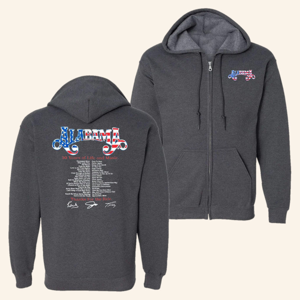 Alabama Merch Tour 2025 Alabama Dark Heather Zip Up Hoodie Best Gifts For Husband