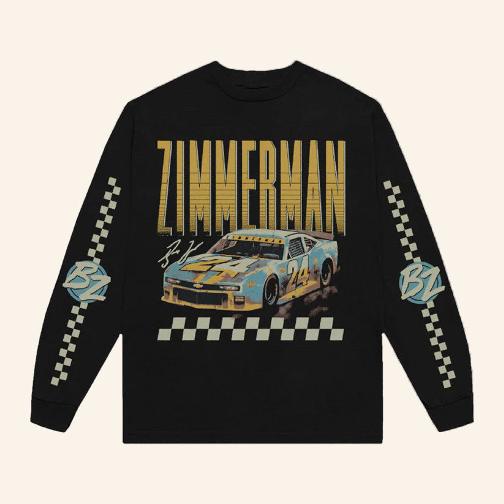 Bailey Zimmerman Merch Tour 2025 Race Car Black Long Sleeve T-Shirt Gifts For Dad