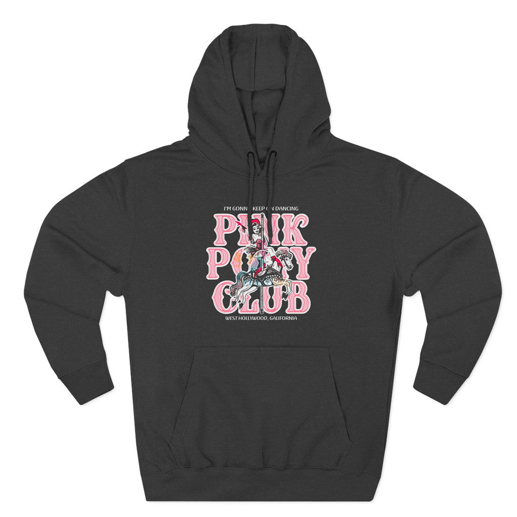 Chappell Roan Merch Tour 2025 Chappell Roan I'm Gonna Keep On Dancing Pink Pony Club Hoodie Black