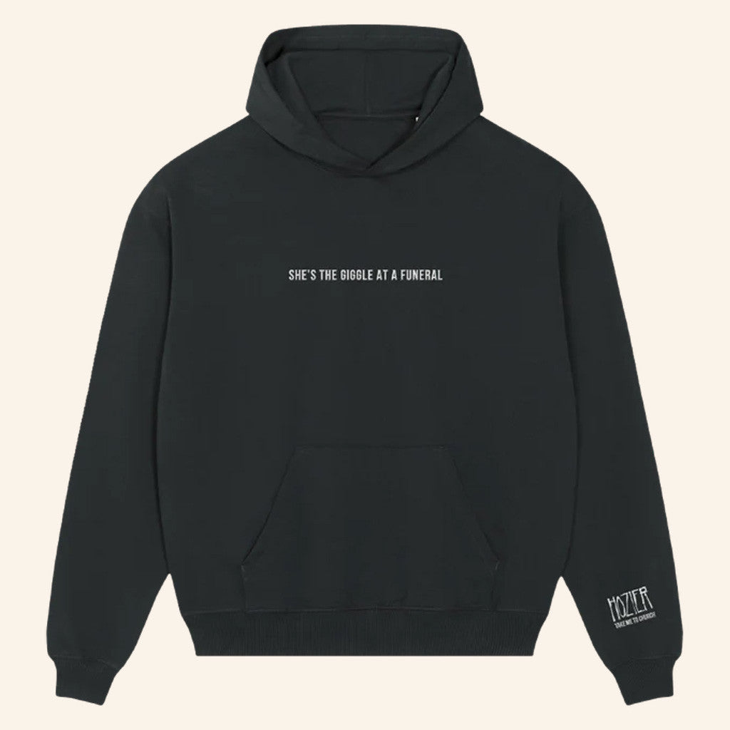 Hozier Merch Tour 2025 She's The Giggle At A Funeral Black Hoodie Gift Ideas For Music Lovers