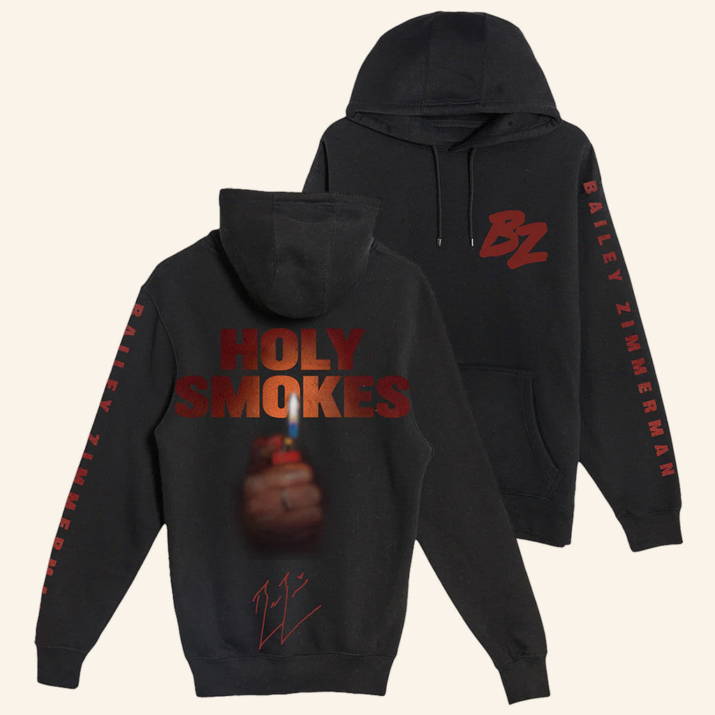 Bailey Zimmerman Merch Tour 2025 Holy Smokes Black Hoodie Gifts For Dudes