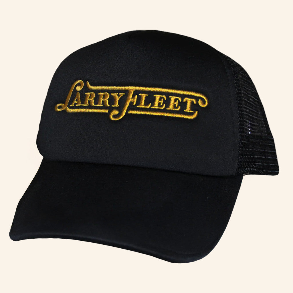 Larry Fleet Merch Tour 2025 Larry Fleet Black And Gold Trucker Hat Embroidered Dad Gifts