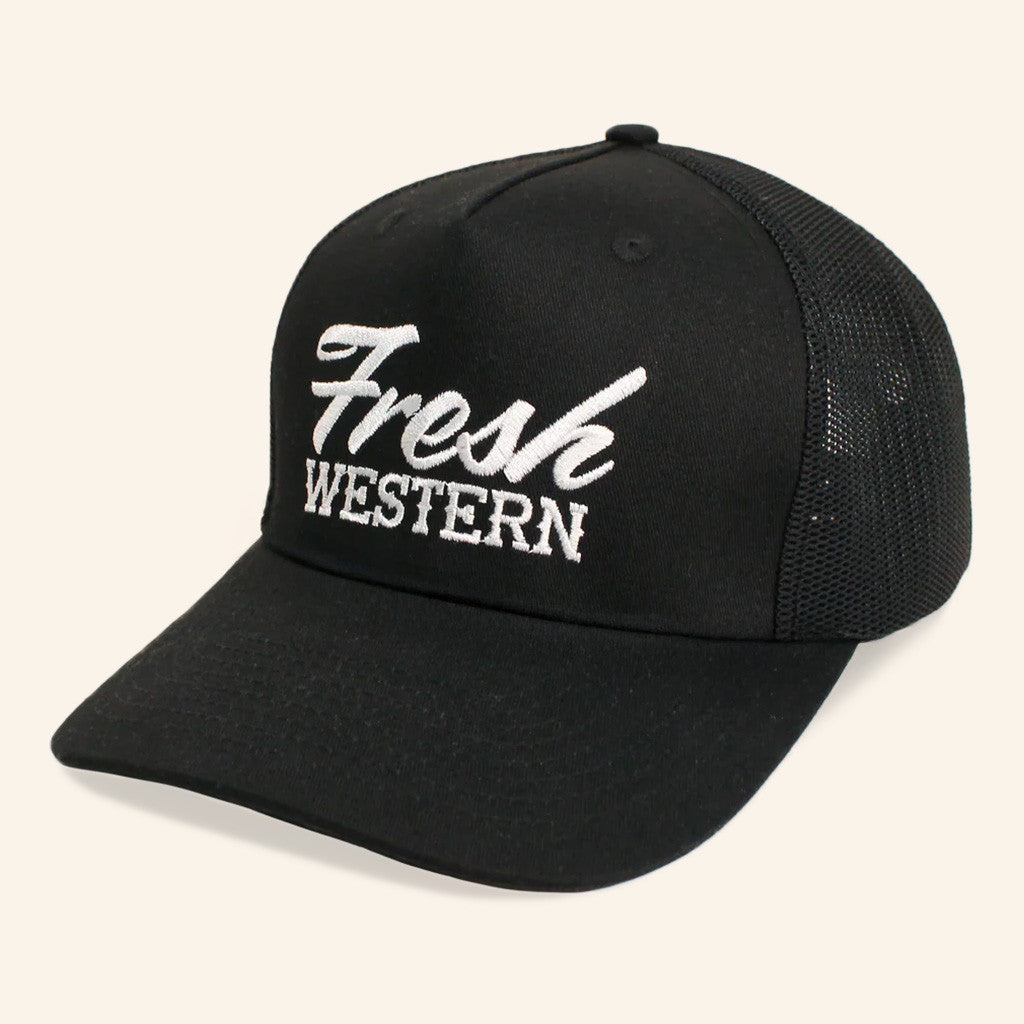 Fresh Western Hat Black And White Embroidered Trucker Hat Gifts For Dudes