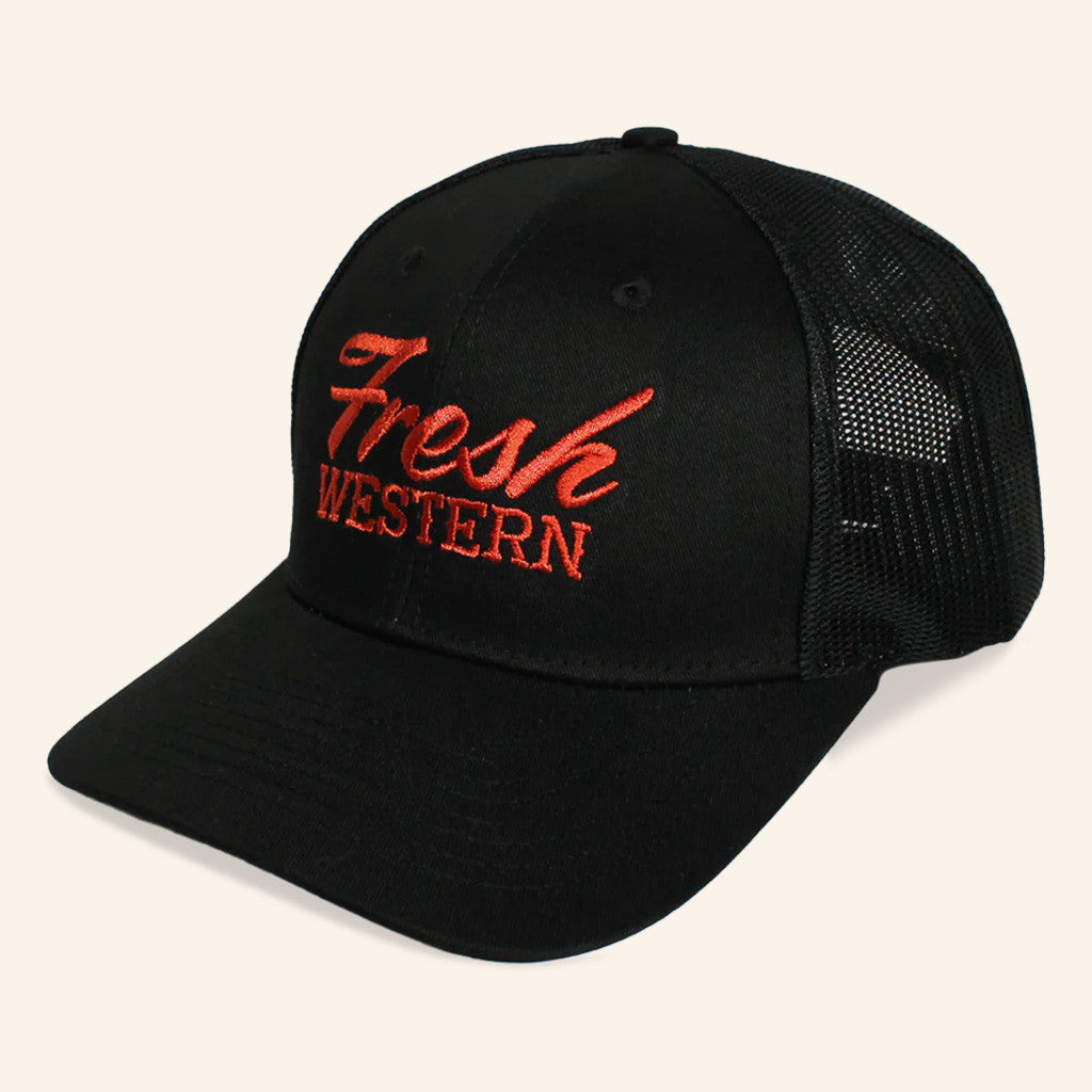Fresh Western Hat Black And Sunset Embroidered Trucker Hat Gifts For Husband