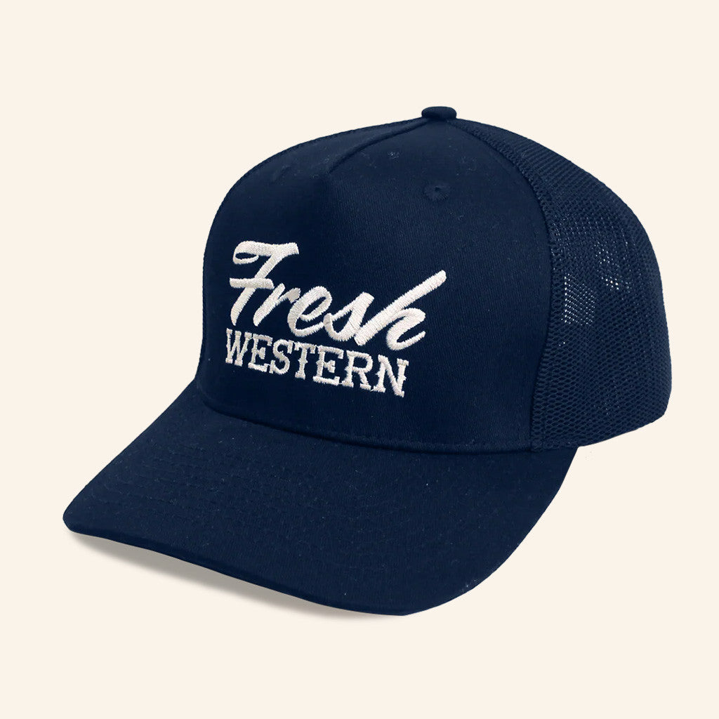 Fresh Western Hat Navy And White Embroidered Hat Gifts For Friends
