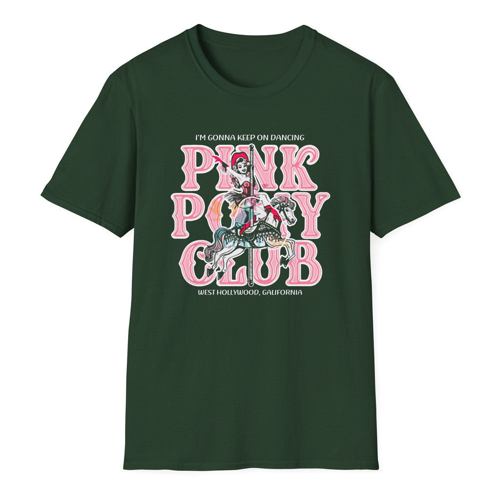 Chappell Roan Merch Tour 2025 I'm Gonna Keep On Dancing Pink Pony Club Shirt Forest Green