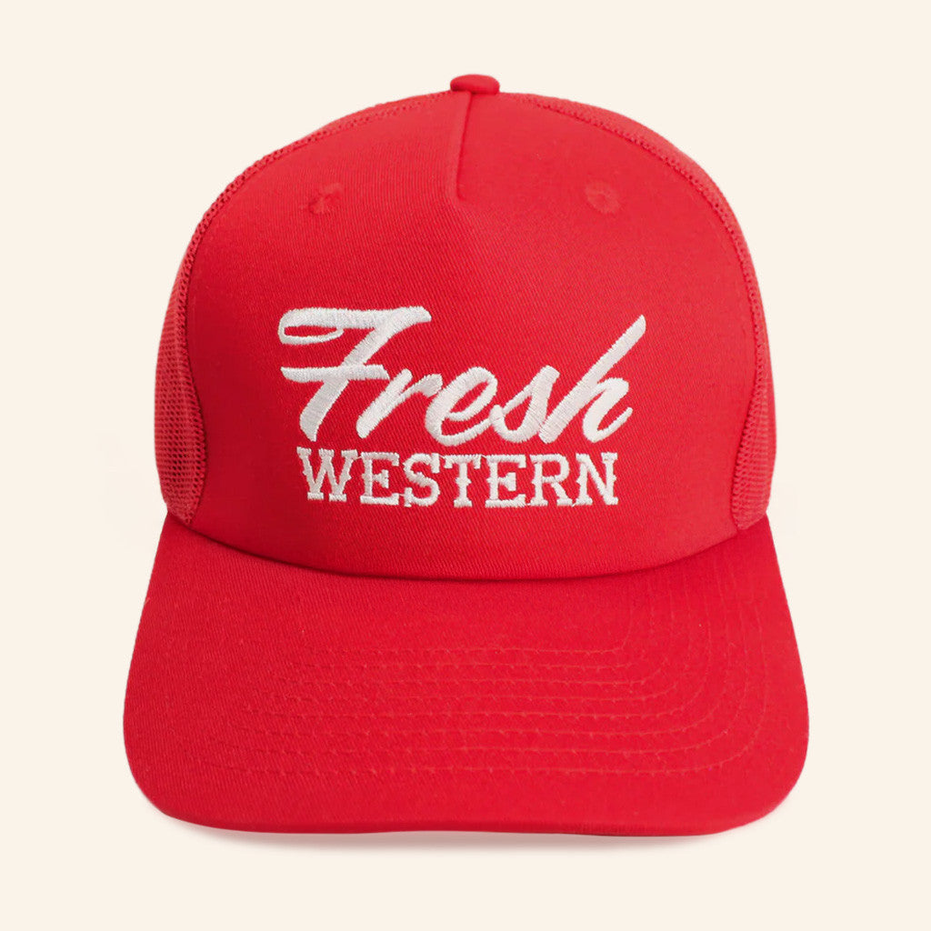 Fresh Western Hat Red And White Embroidered Hat Gifts For Brother