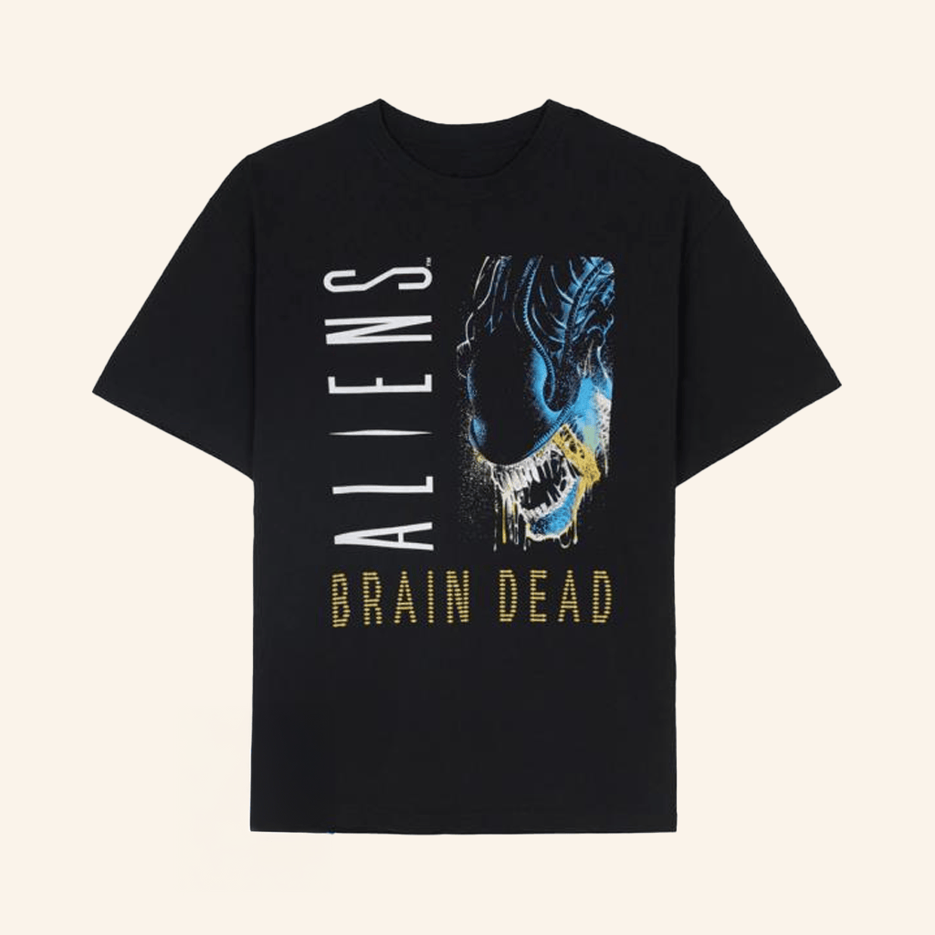 Brain Dead Merch Brain Dead X Aliens Final Sight T-Shirt Black Dad Gifts