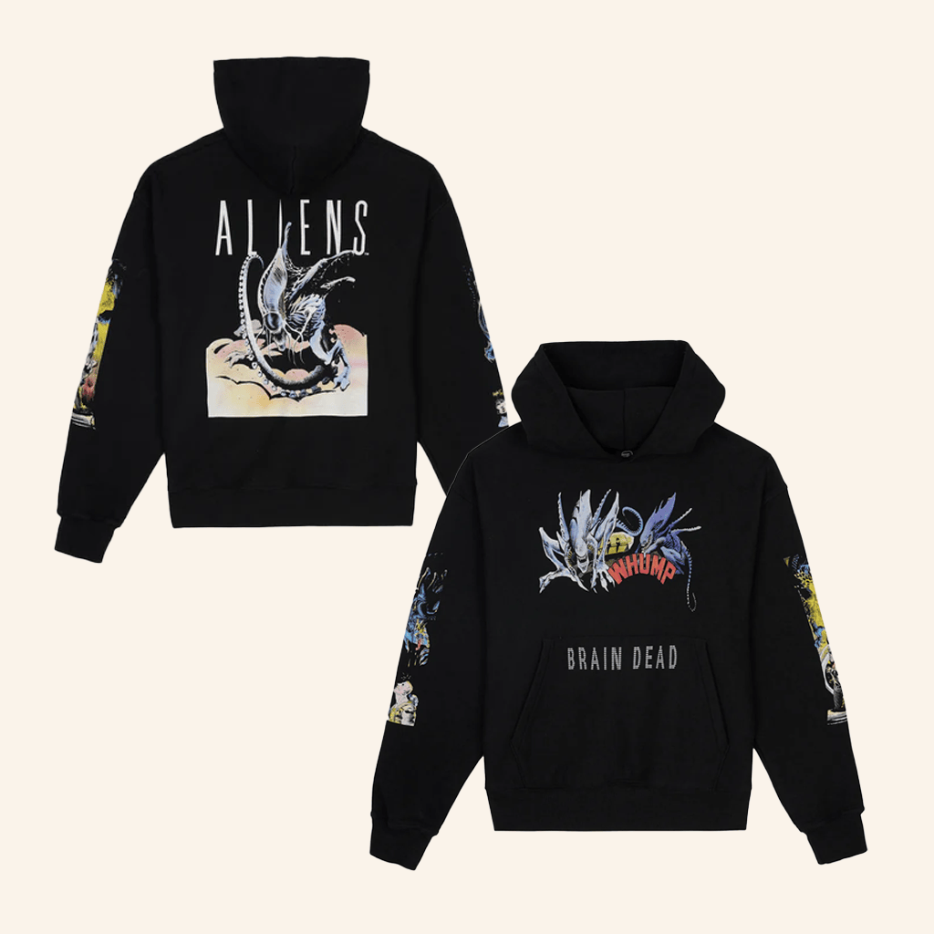 Brain Dead Merch Brain Dead X Aliens Hoodie Black Best Gifts For Husband