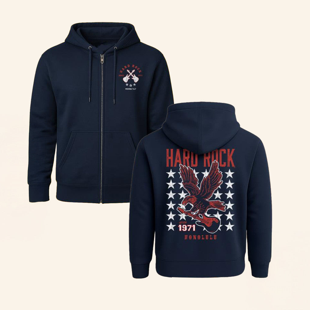 Hard Rock Merch American Eagle Guitar Zip Up Hoodie Gift Ideas For Dad