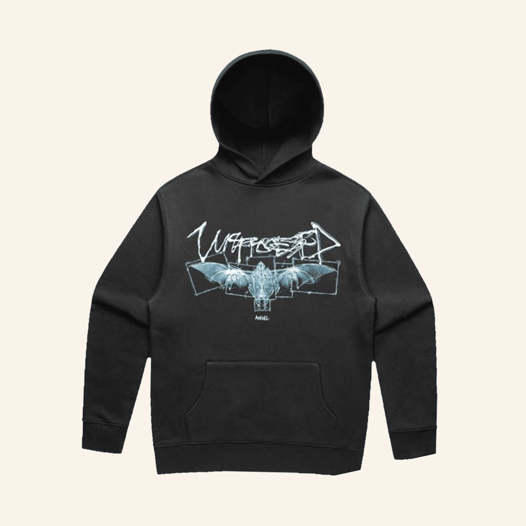 Unprocessed Merch Angel Bat Hoodie Black Gifts For Dudes