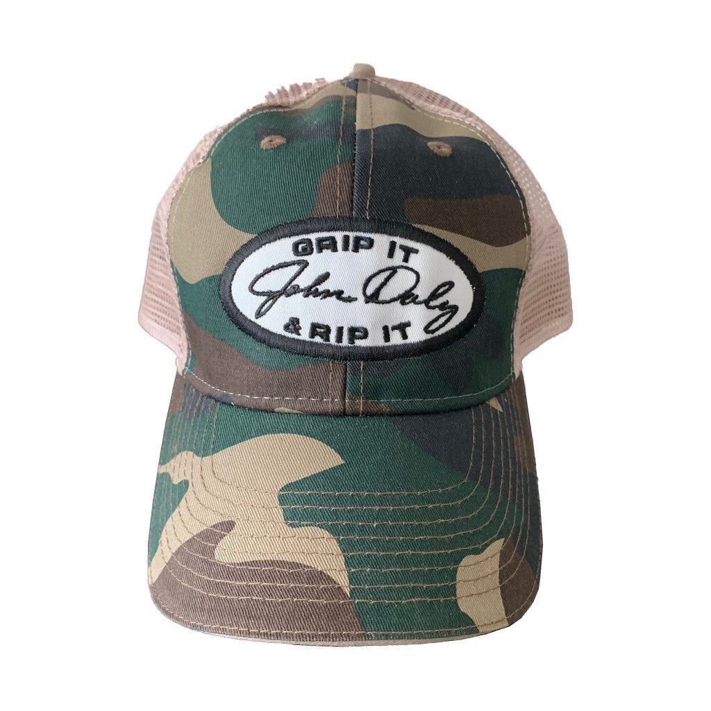 John Daly Merch Grip It N Rip It Trucker Hat Camo Embroidered Golf Lovers Gifts For Him