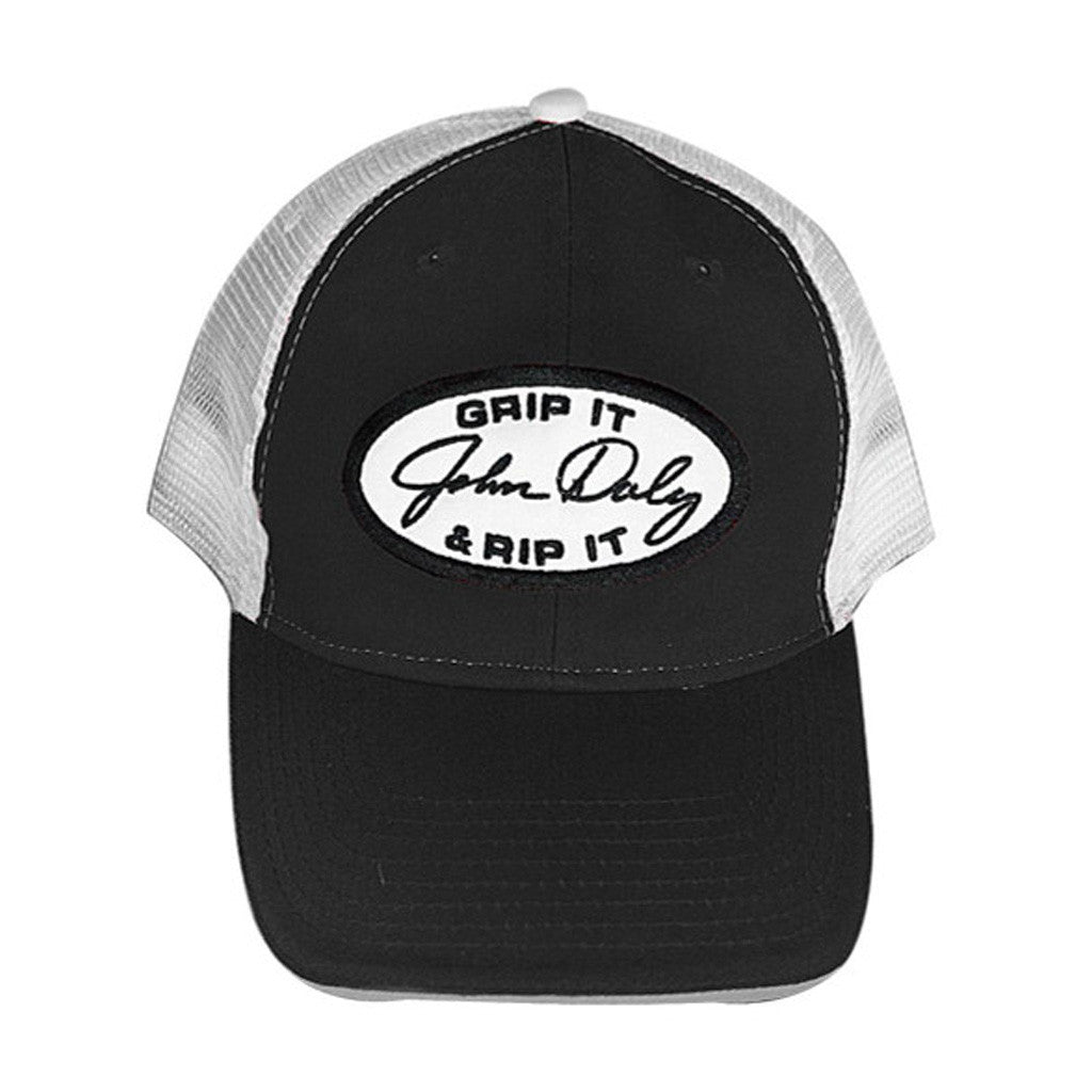 John Daly Merch Grip It N Rip It Trucker Hat Black Embroidered Golf Lovers Gifts For Husband
