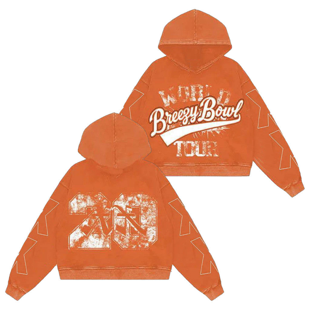Chris Brown Merch Tour 2025 Breezy Bowl Orange Hoodie Gifts For Fans