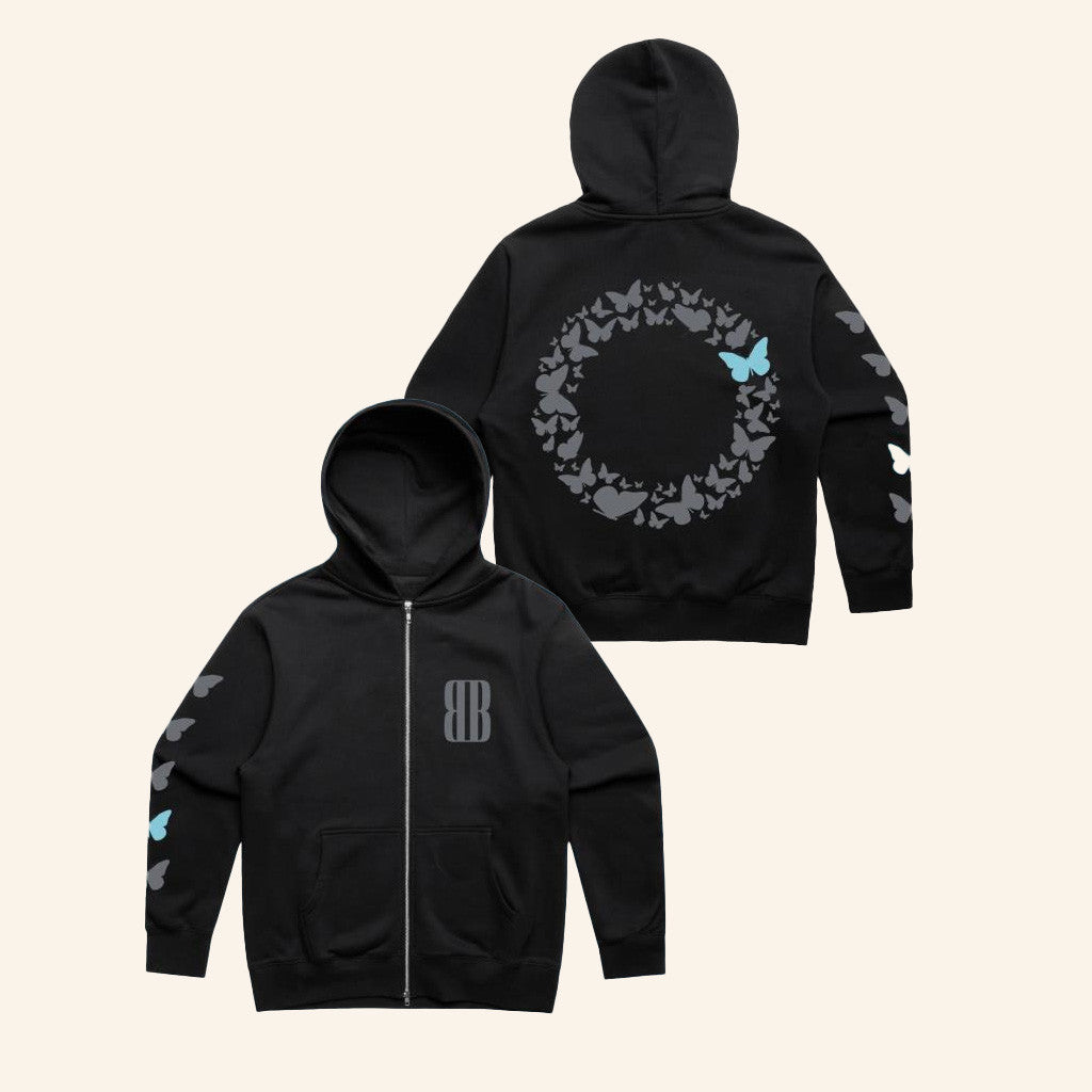 Blue Butterfly Brand Merch The Blue Butterfly Zip Hoodie Gifts For Husband