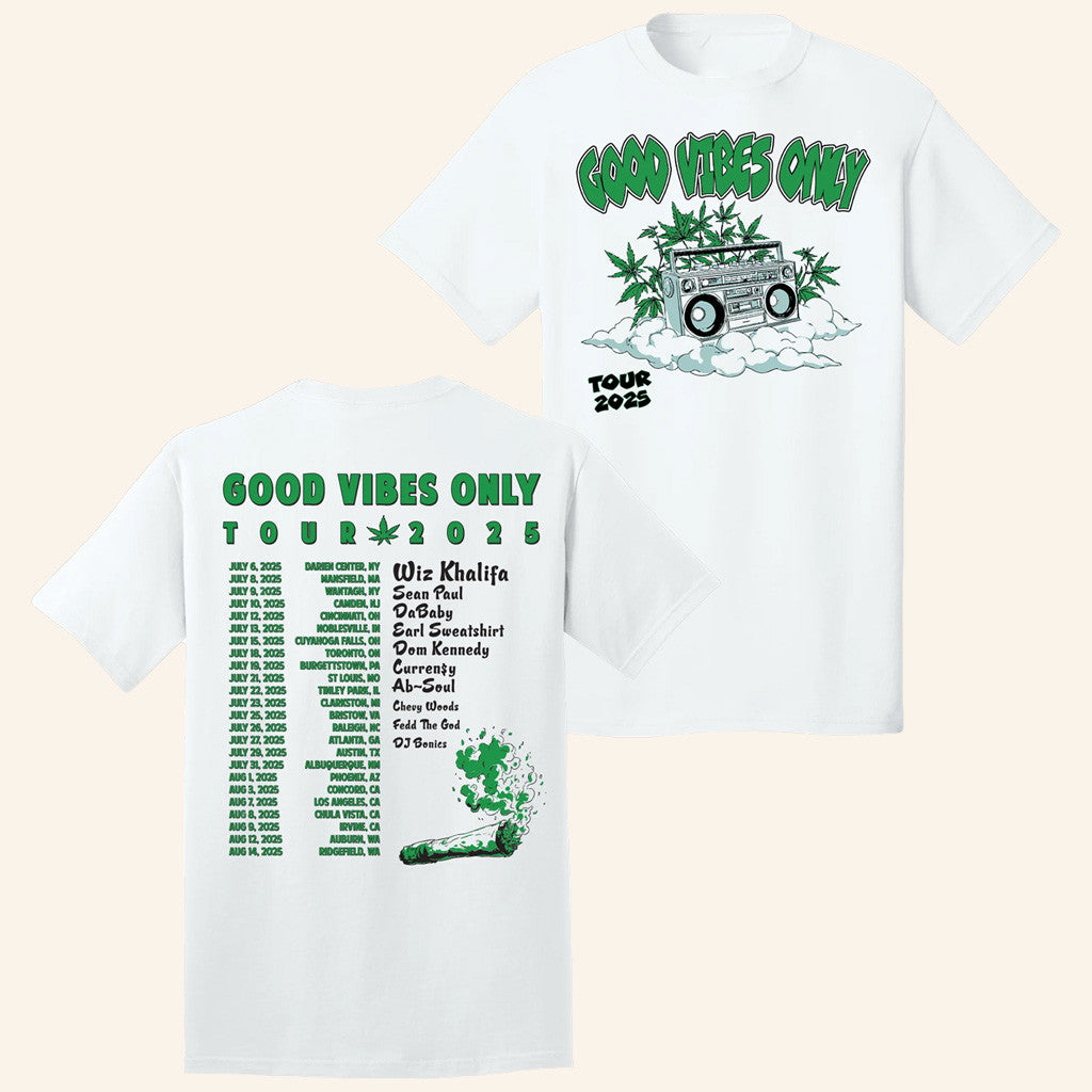 Wiz Khalifa Merch Good Vibes Only Tour Stereo Tour T-Shirt Gift Ideas For Him