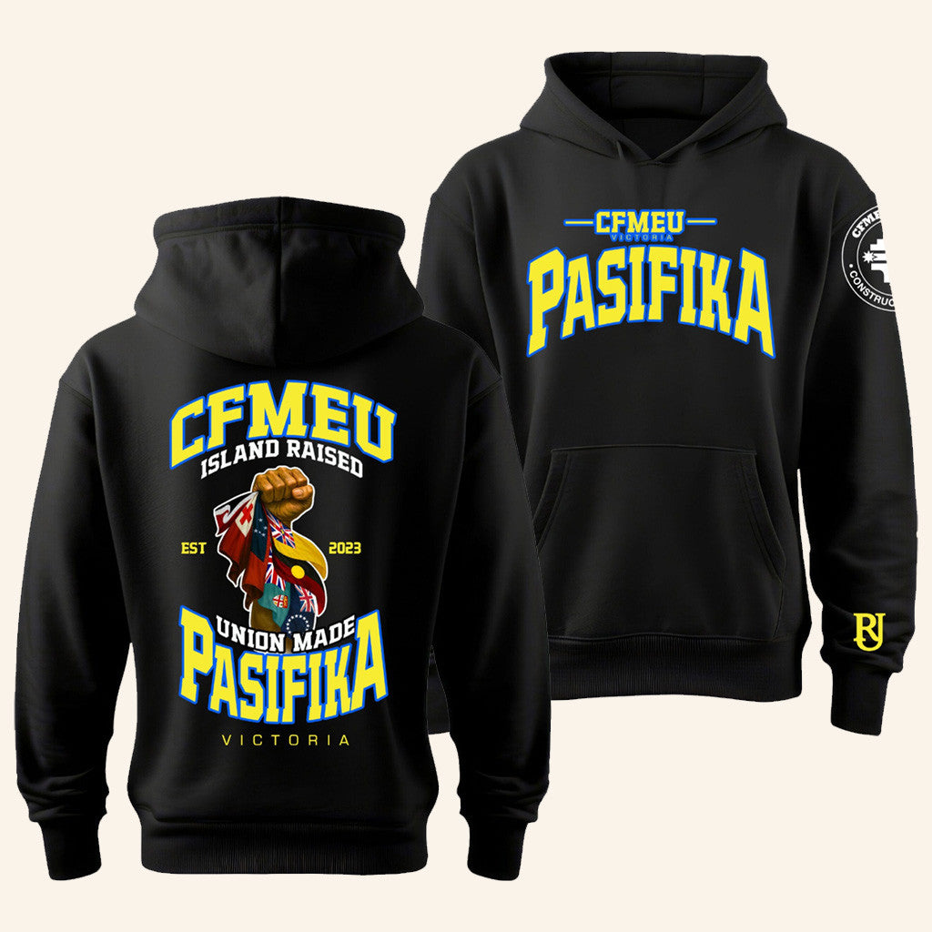 CFMEU Merch Pasifika Union Raised Hoodie Gift Ideas For Him