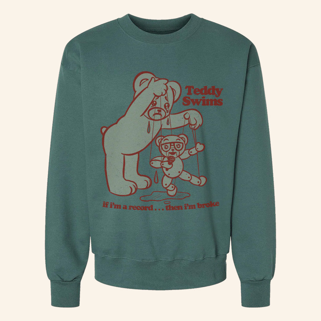 Teddy Swims Merch Broken Record Crewneck Sweatshirt Gifts For Besties