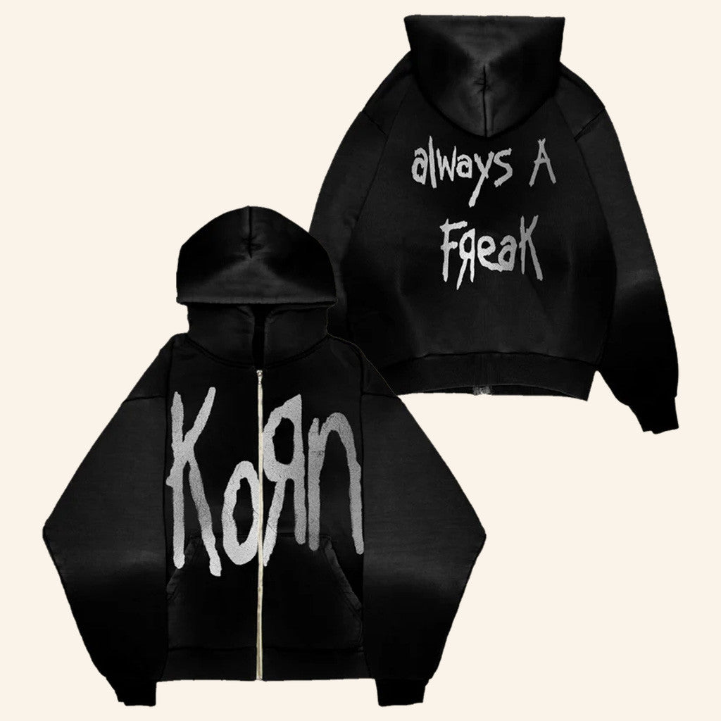 Korn Merch Always A Freak Zip Hoodie Gift Ideas For Music Lovers