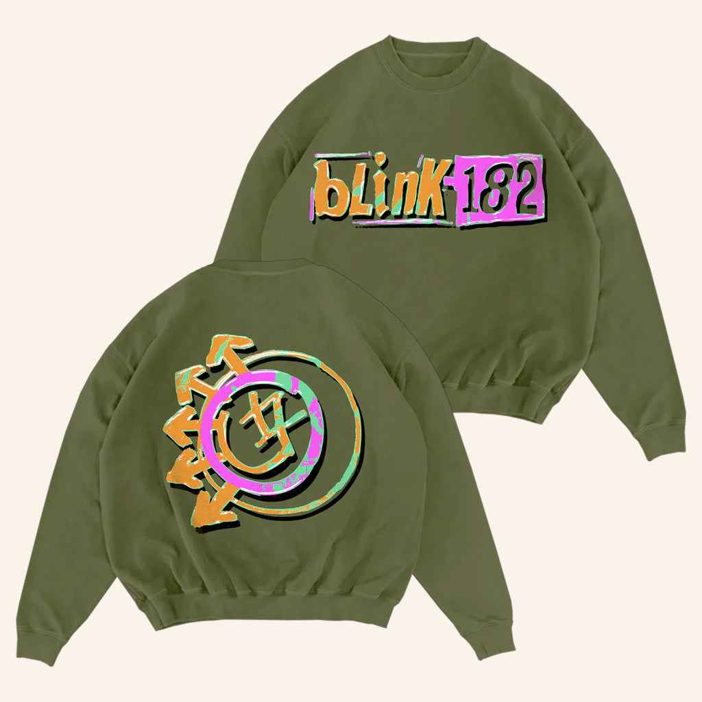 Blink 182 Merch Logo Green Crewneck Sweatshirt Unique Gifts For Music Lovers