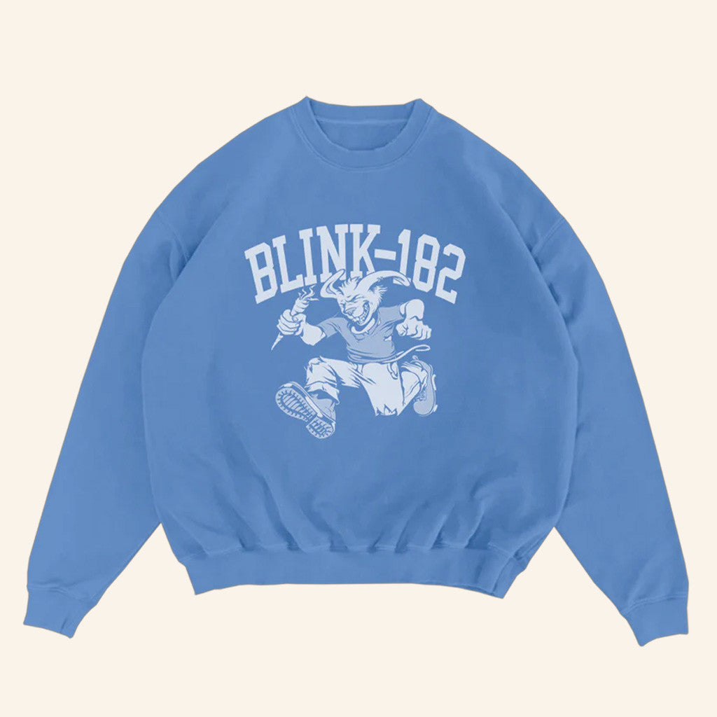 Blink 182 Merch Rabbit Blue Crewneck Sweatshirt Gifts For Music Enthusiasts
