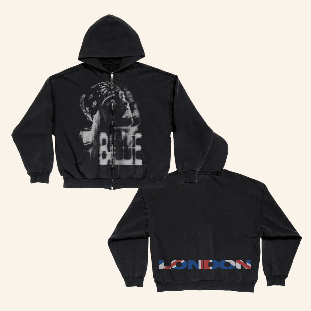 Billie Eilish Merch London Flag Zip Hoodie Gifts For Fans