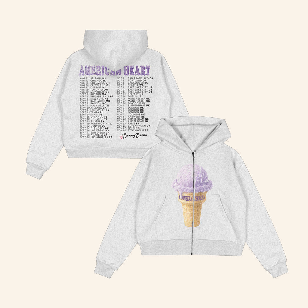 Benson Boone Merch Ice Cream Zip Hoodie Gifts For Girlfriend