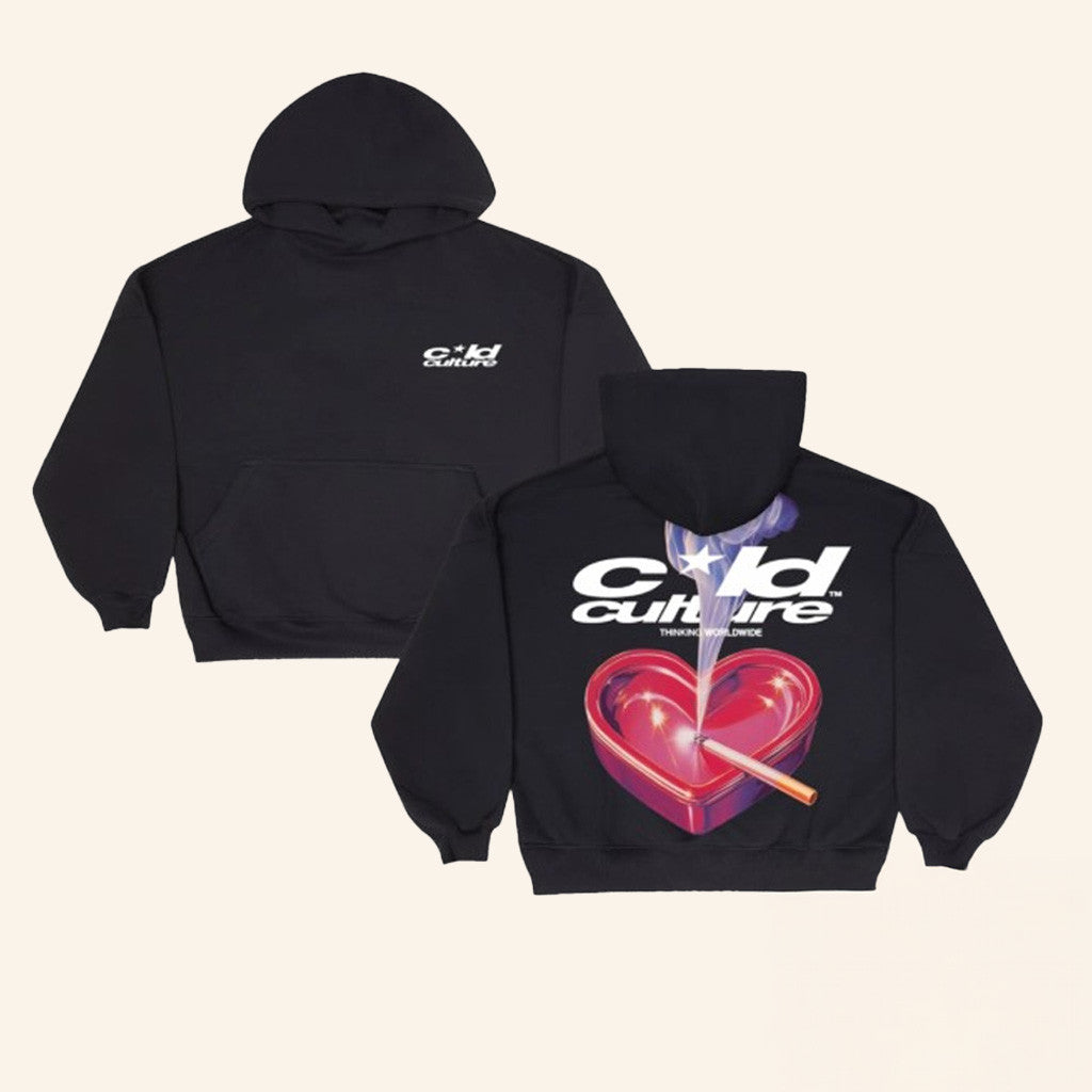 Cold Culture Merch Heart Ashtray Hoodie Black Present For Husband