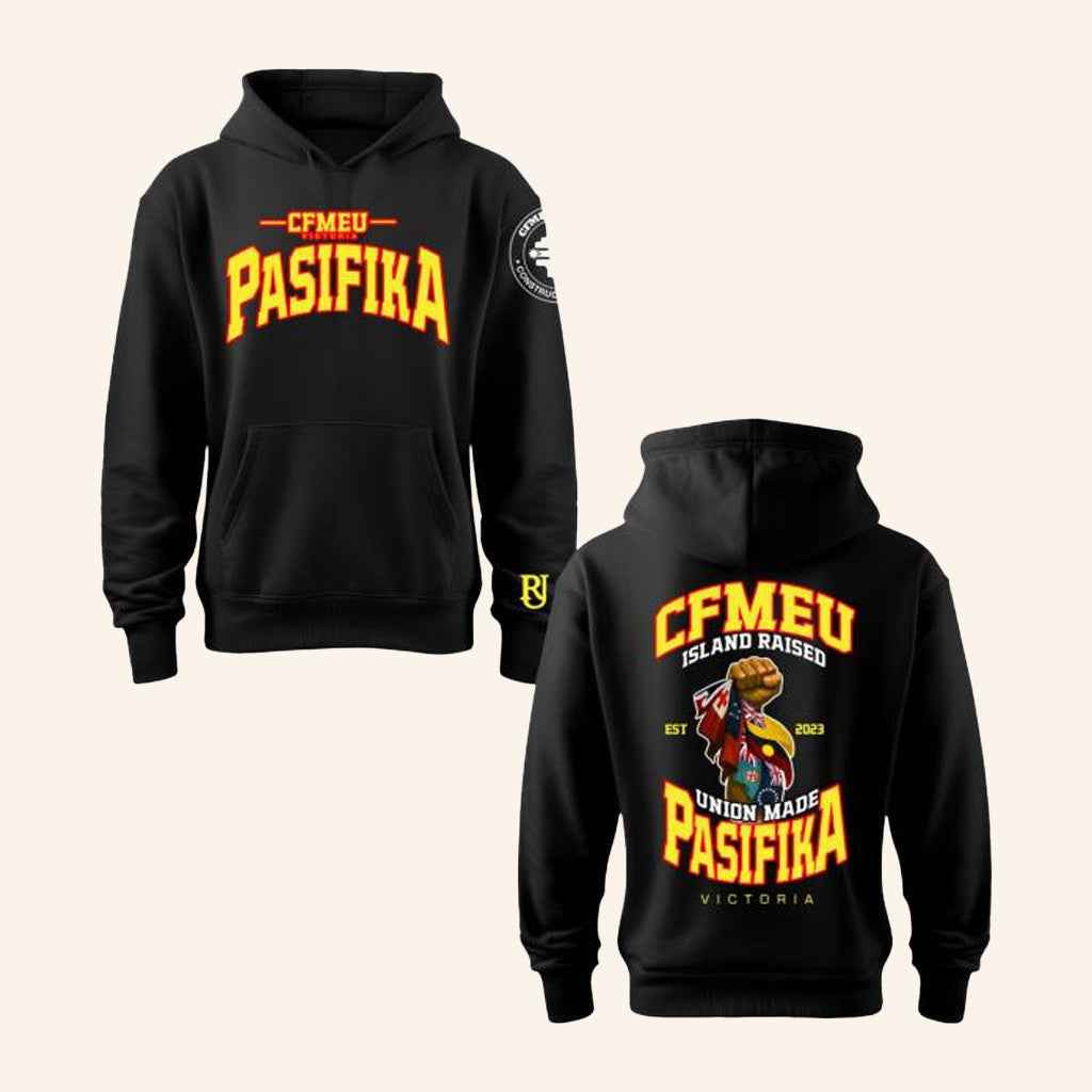 CFMEU Merch Pasifika Union Raised Yellow And Red Hoodie Gifts For Him