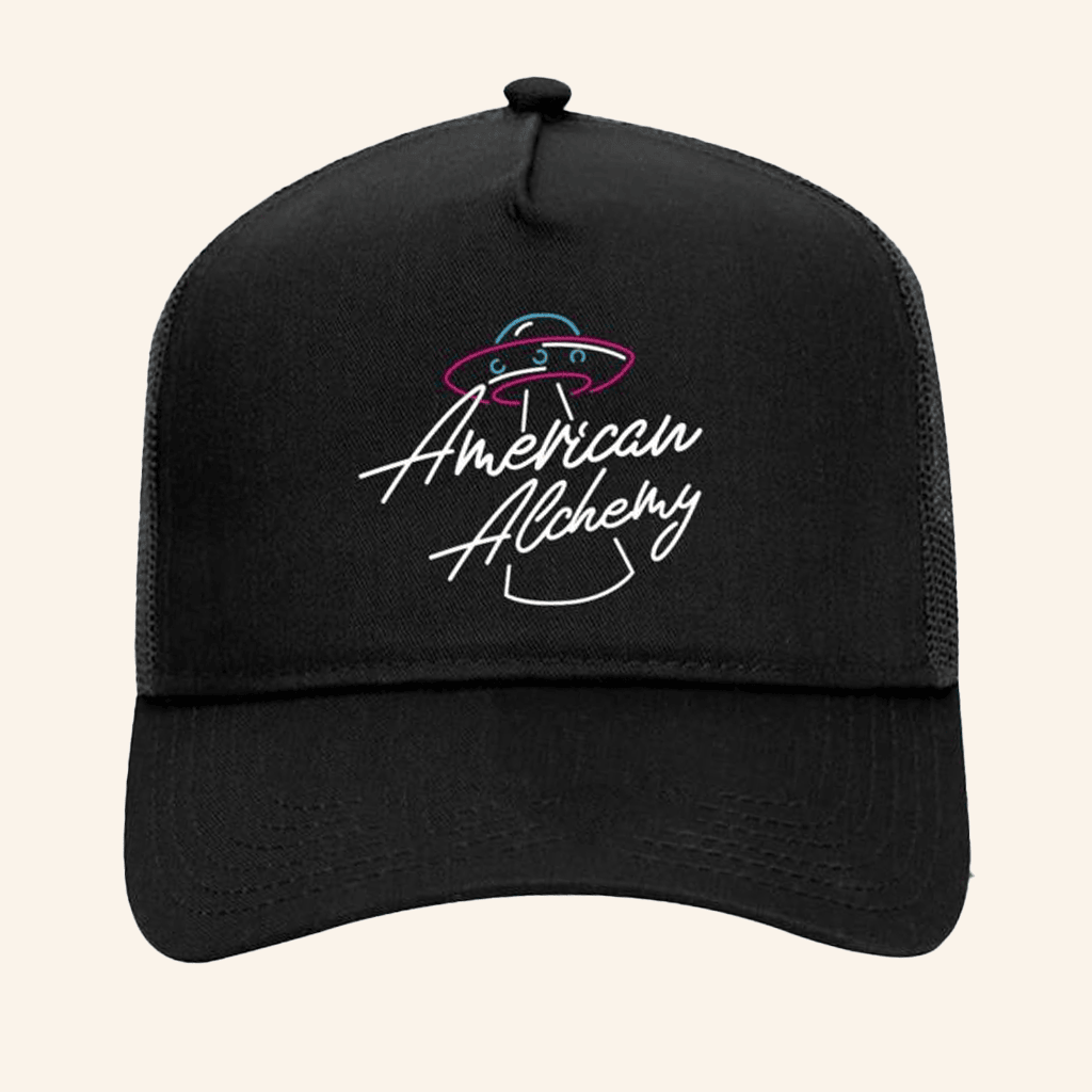 American Alchemy Merch American Alchemy Trucker Black Hat Gift Ideas For Dad