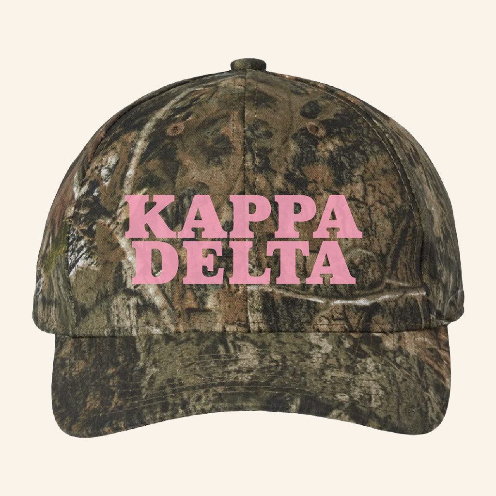 ADPI Merch Kappa Delta Pink Embroidered Camo Hat Unique Gifts For Mom