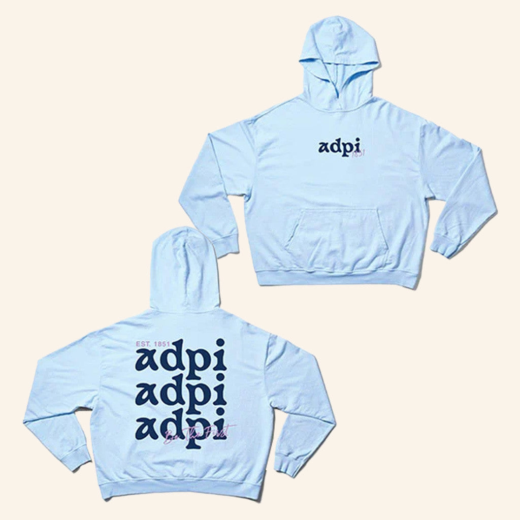 ADPI Merch Alpha Delta Pi Arctic Light Blue Hoodie Gifts For Girlfriend