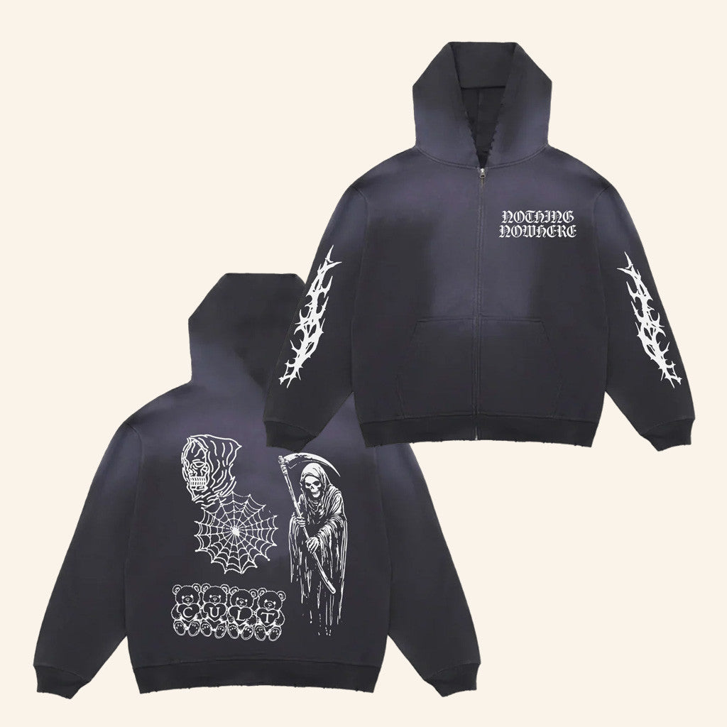 No Thing No Where Potassium Dye Zip Hoodie Gifts For Girlfriend