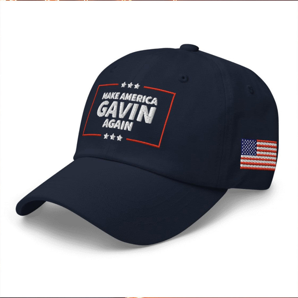 Make America Gavin Again Hat Gavin Newsom Patriot Merch Embroidered Navy Hat Gifts For Husband