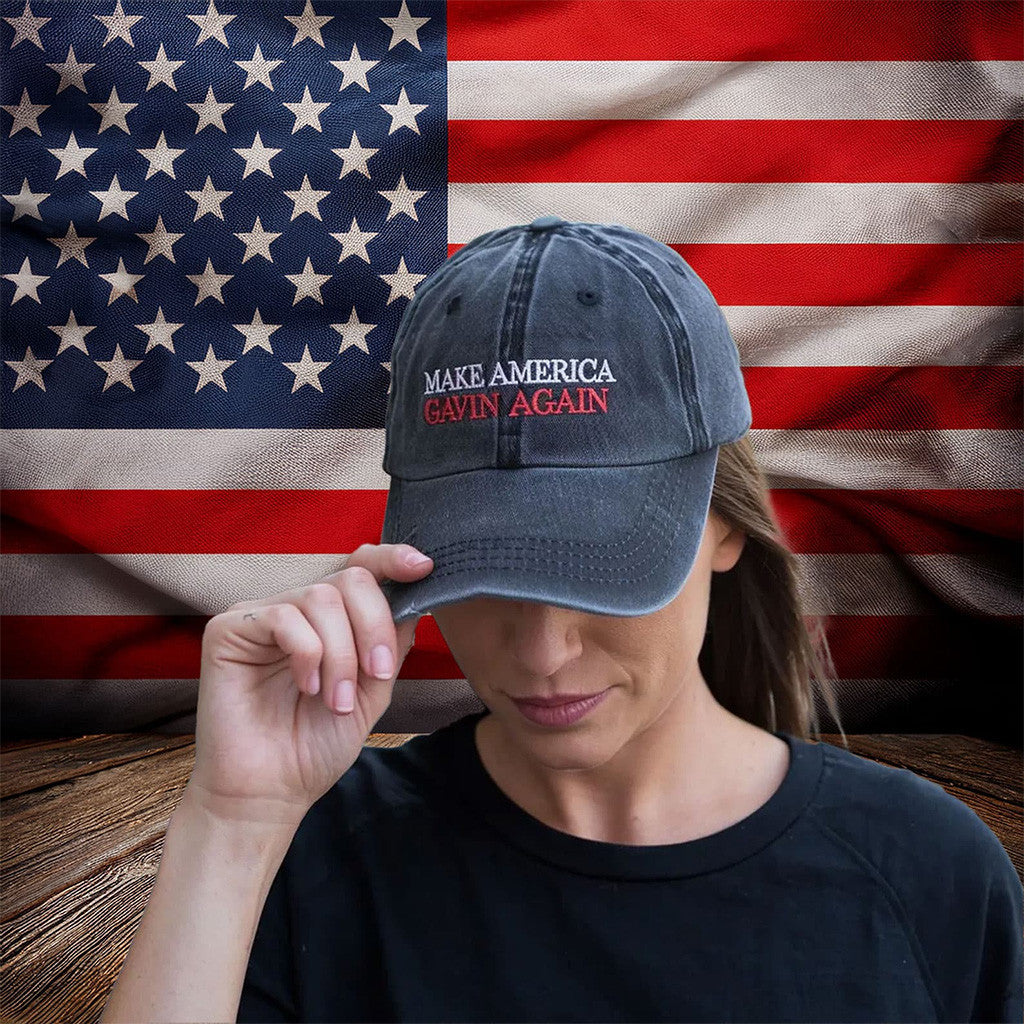 Make America Gavin Again Hat Gavin Newsom Patriot Merch Embroidered Hat Gifts For Her