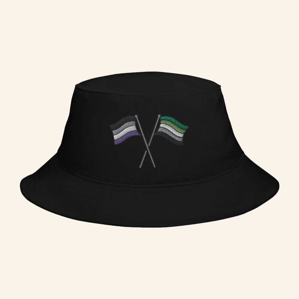 Sounds Fake Pod Merch Aro And Ace Flag Bucket Hat Gifts For Dad