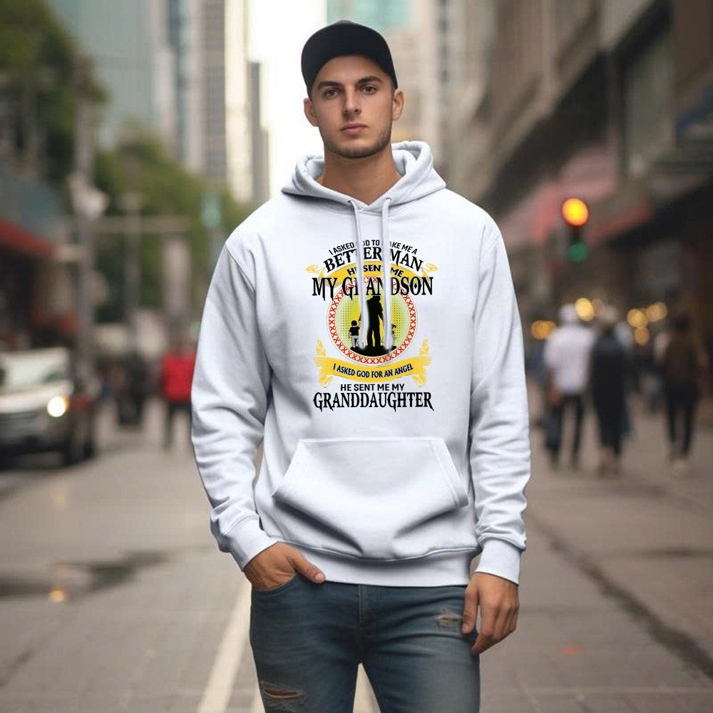 Better Man He Sent Me My Grandson An Angel He Sent Me My Granddaughter Hoodie Best Gifts For Grandpa