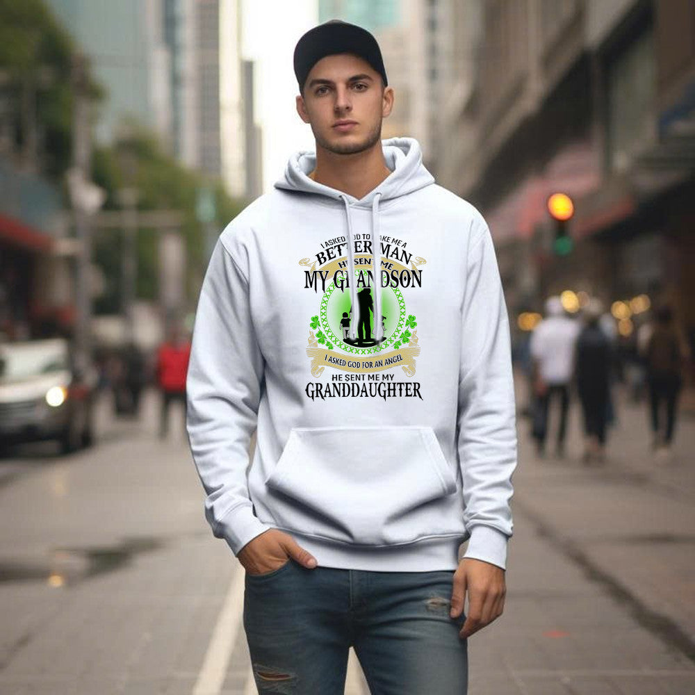 Better Man He Sent Me My Son An Angel He Sent Me My Daughter Hoodie St Patrick Day Gifts For Dad