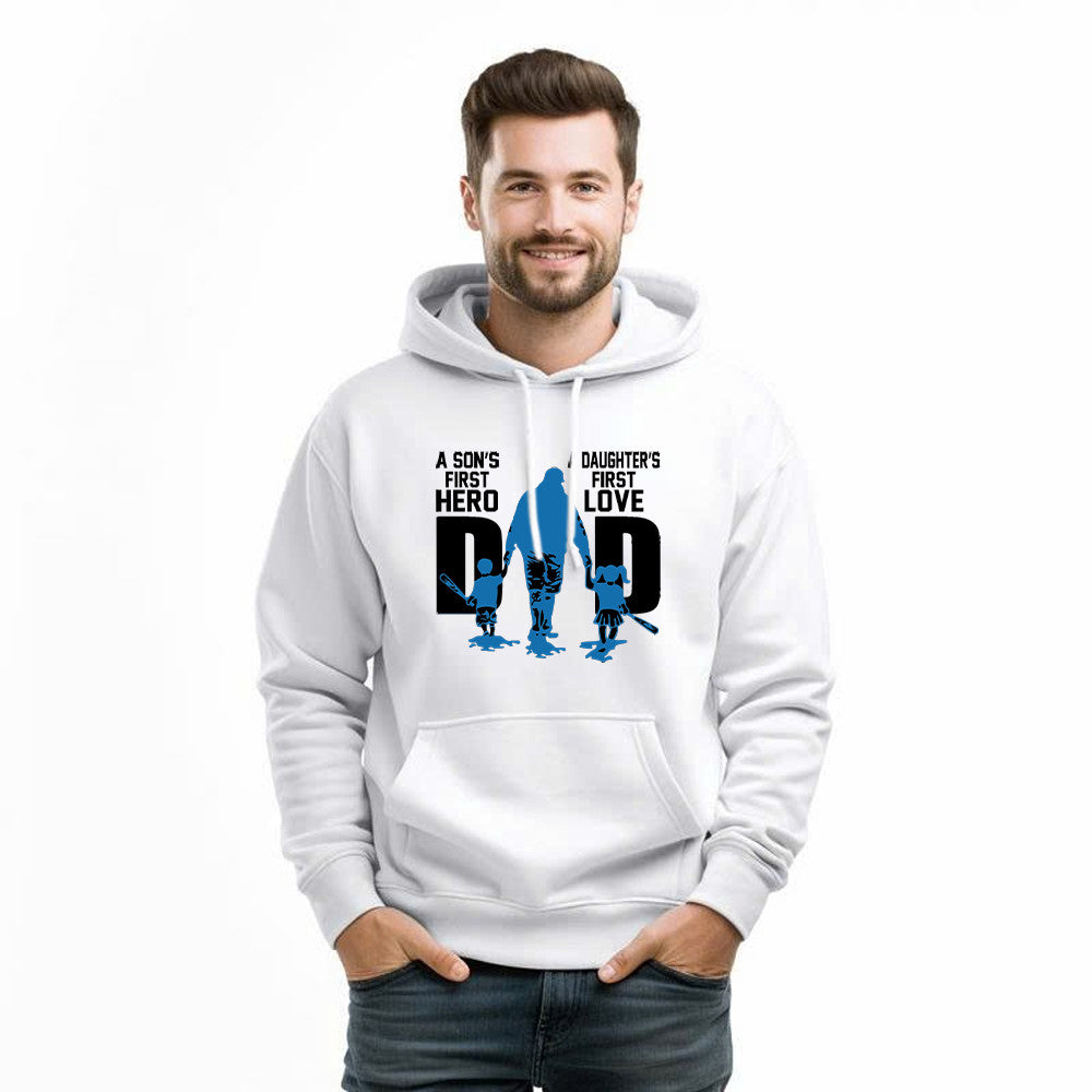 Dad A Son's First Hero A Daughter's First Love Hoodie Dad Son Daughter Matching Family Gifts