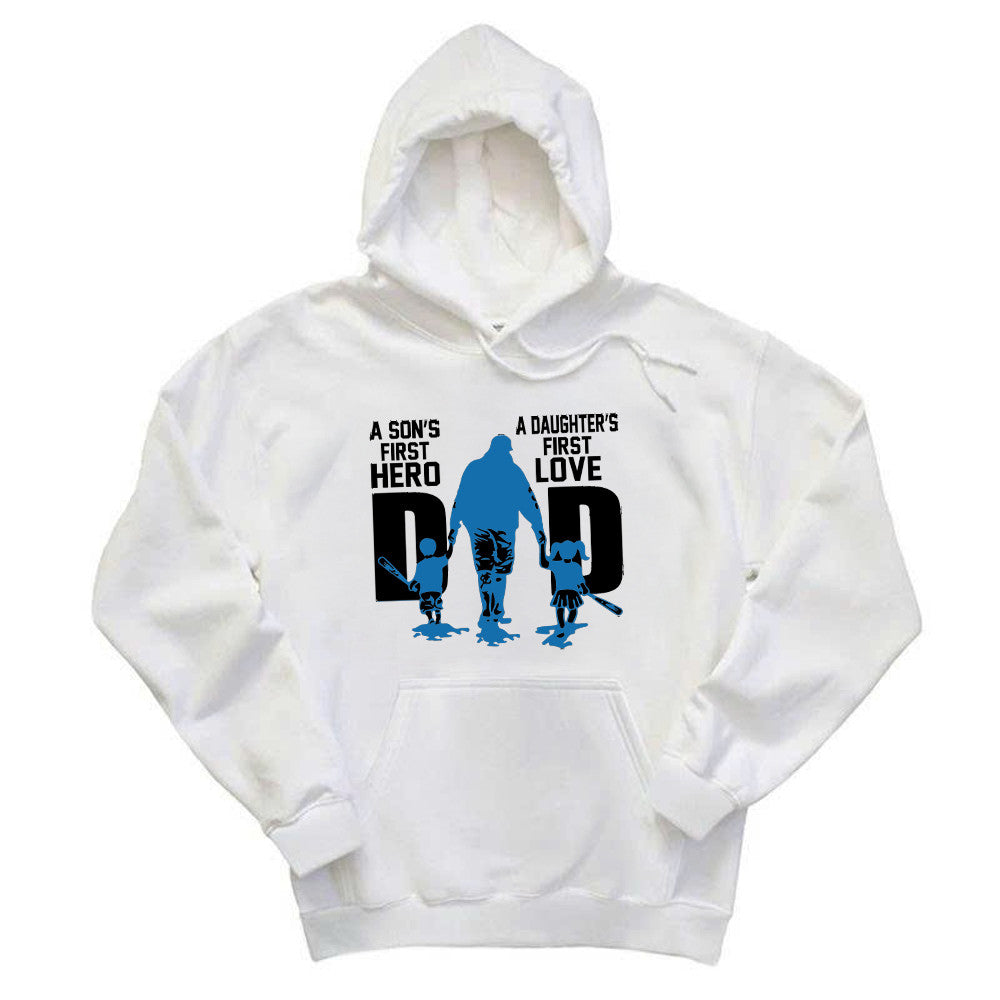 Dad A Son's First Hero A Daughter's First Love Hoodie Dad Son Daughter Matching Family Gifts