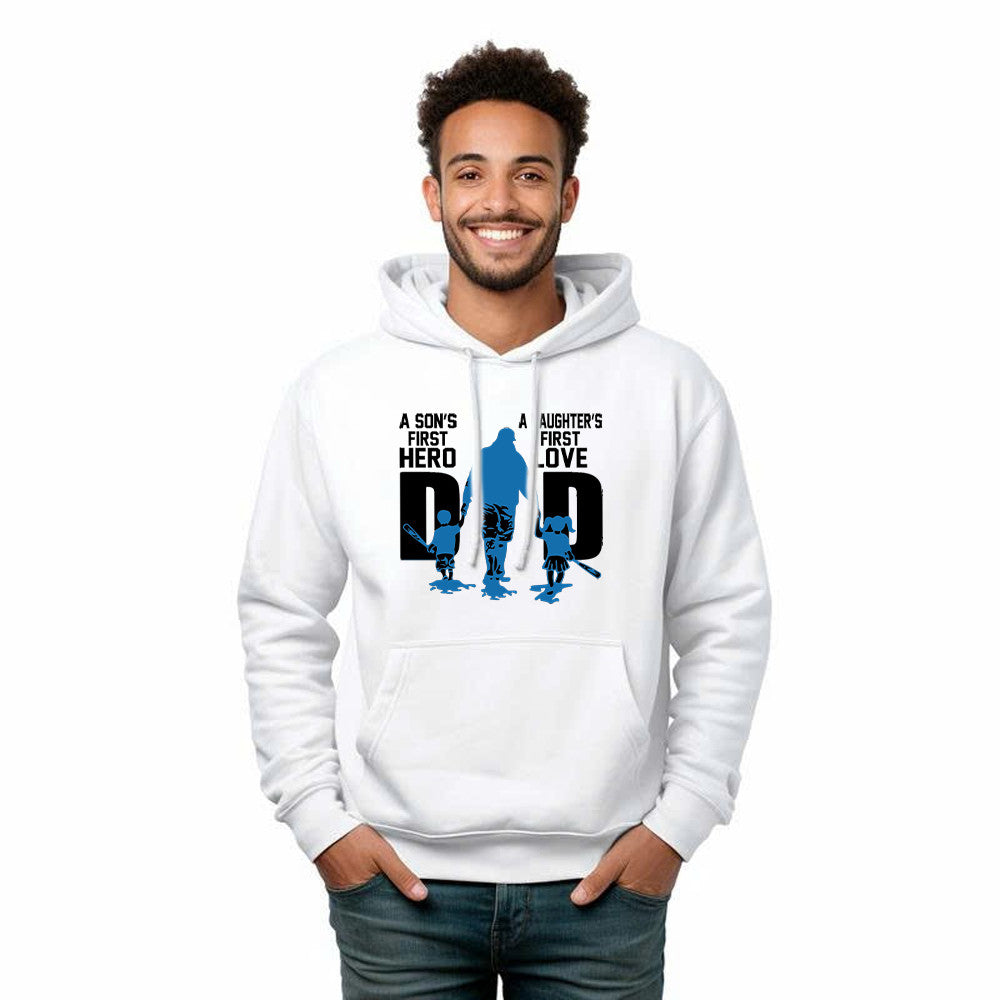 Dad A Son's First Hero A Daughter's First Love Hoodie Dad Son Daughter Matching Family Gifts