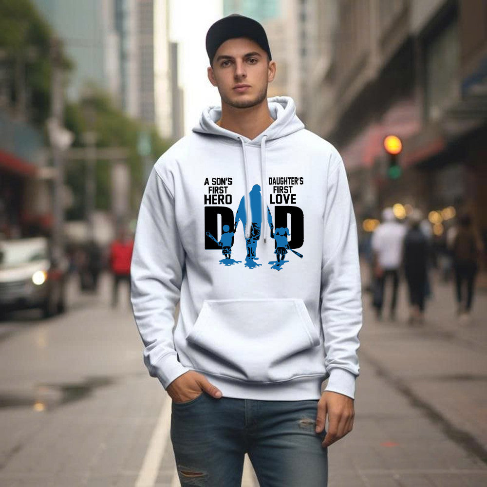 Dad A Son's First Hero A Daughter's First Love Hoodie Dad Son Daughter Matching Family Gifts