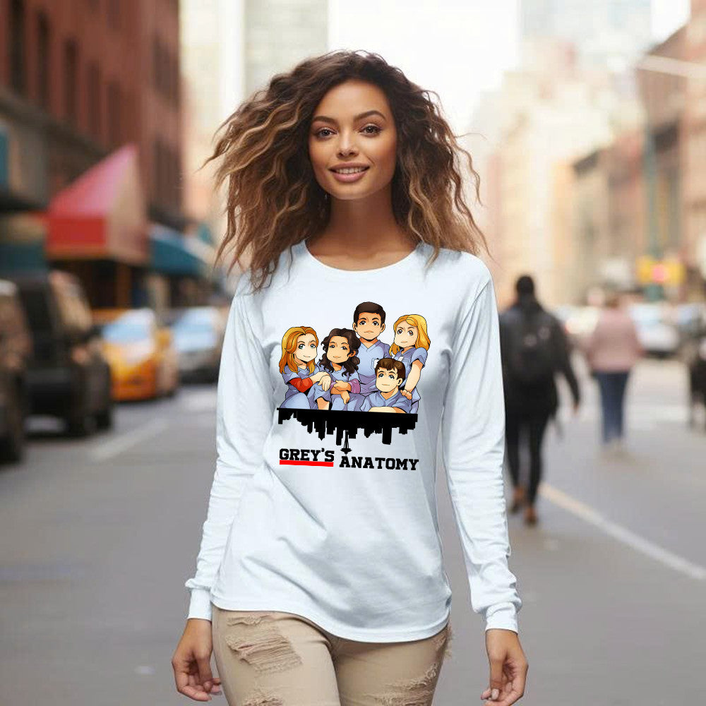 Greys Anatomy Shirt Cute Graphic Chibi Long Sleeve Shirt Gift For Mens Womens