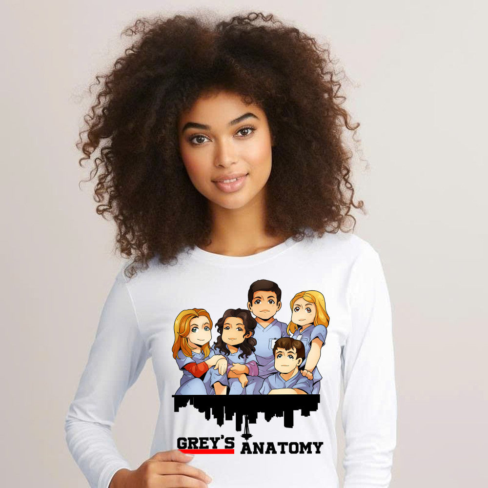 Greys Anatomy Shirt Cute Graphic Chibi Long Sleeve Shirt Gift For Mens Womens