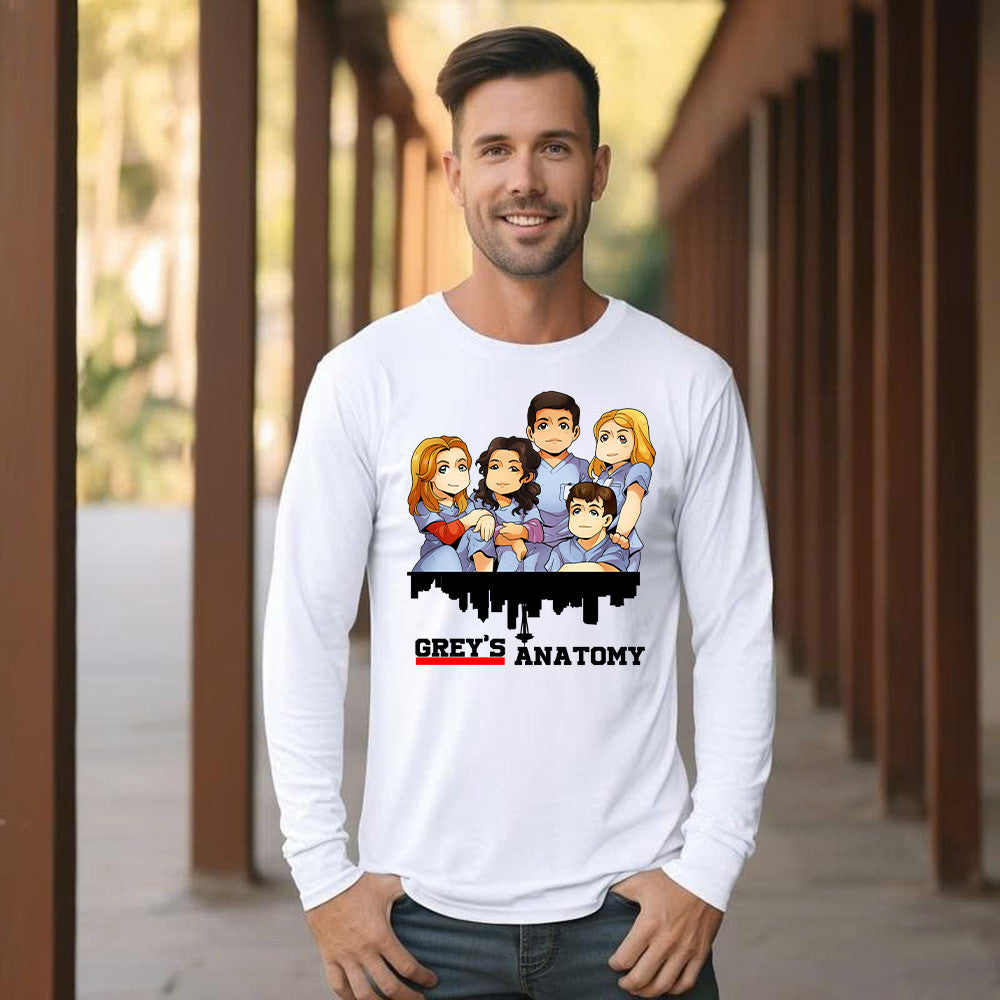 Greys Anatomy Shirt Cute Graphic Chibi Long Sleeve Shirt Gift For Mens Womens