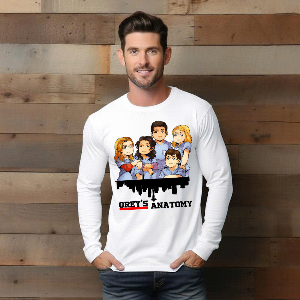 Greys Anatomy Shirt Cute Graphic Chibi Long Sleeve Shirt Gift For Mens Womens