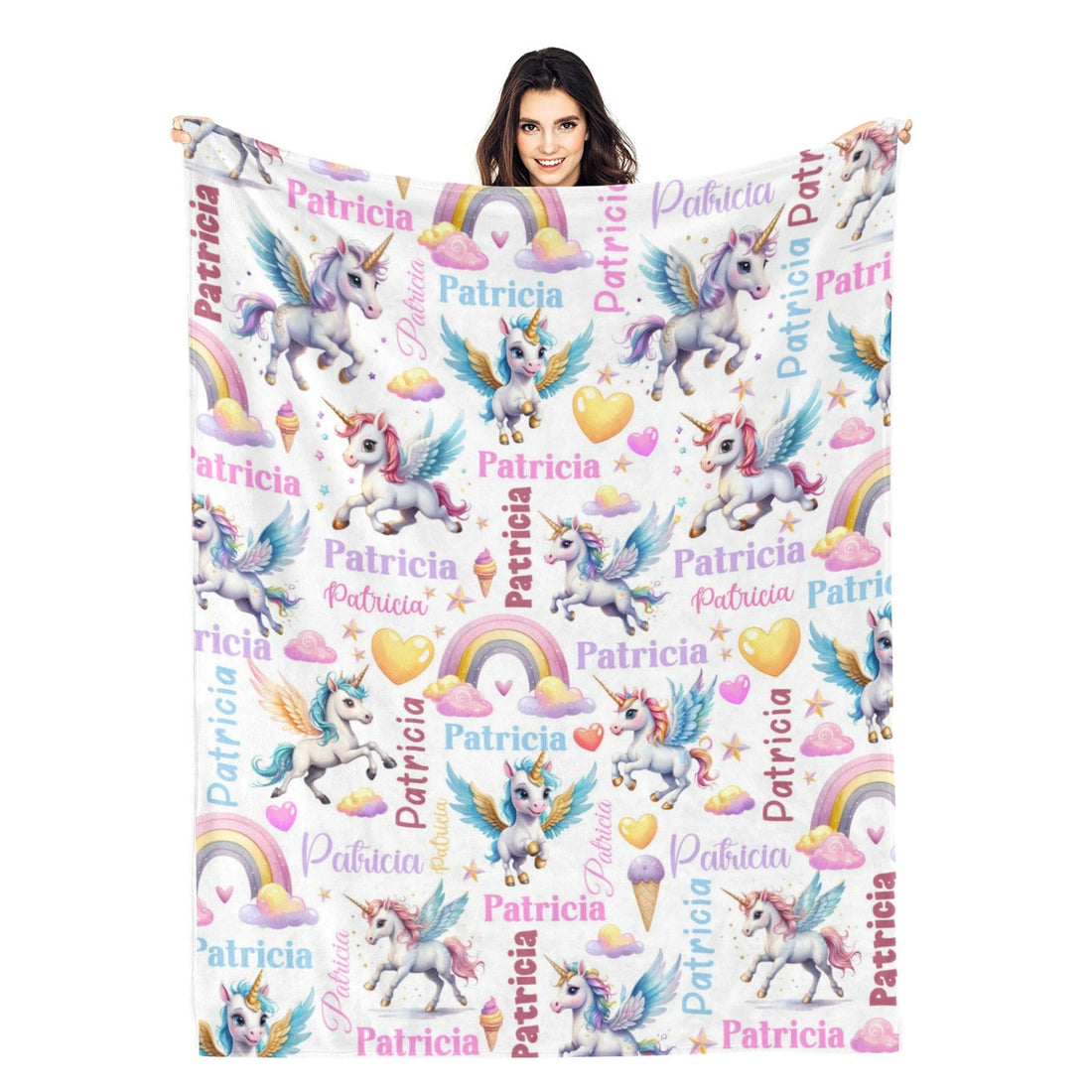 Personalized Girl Unicorn Name Blanket - Gift for Kids